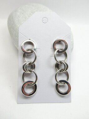 Silver link post earrings